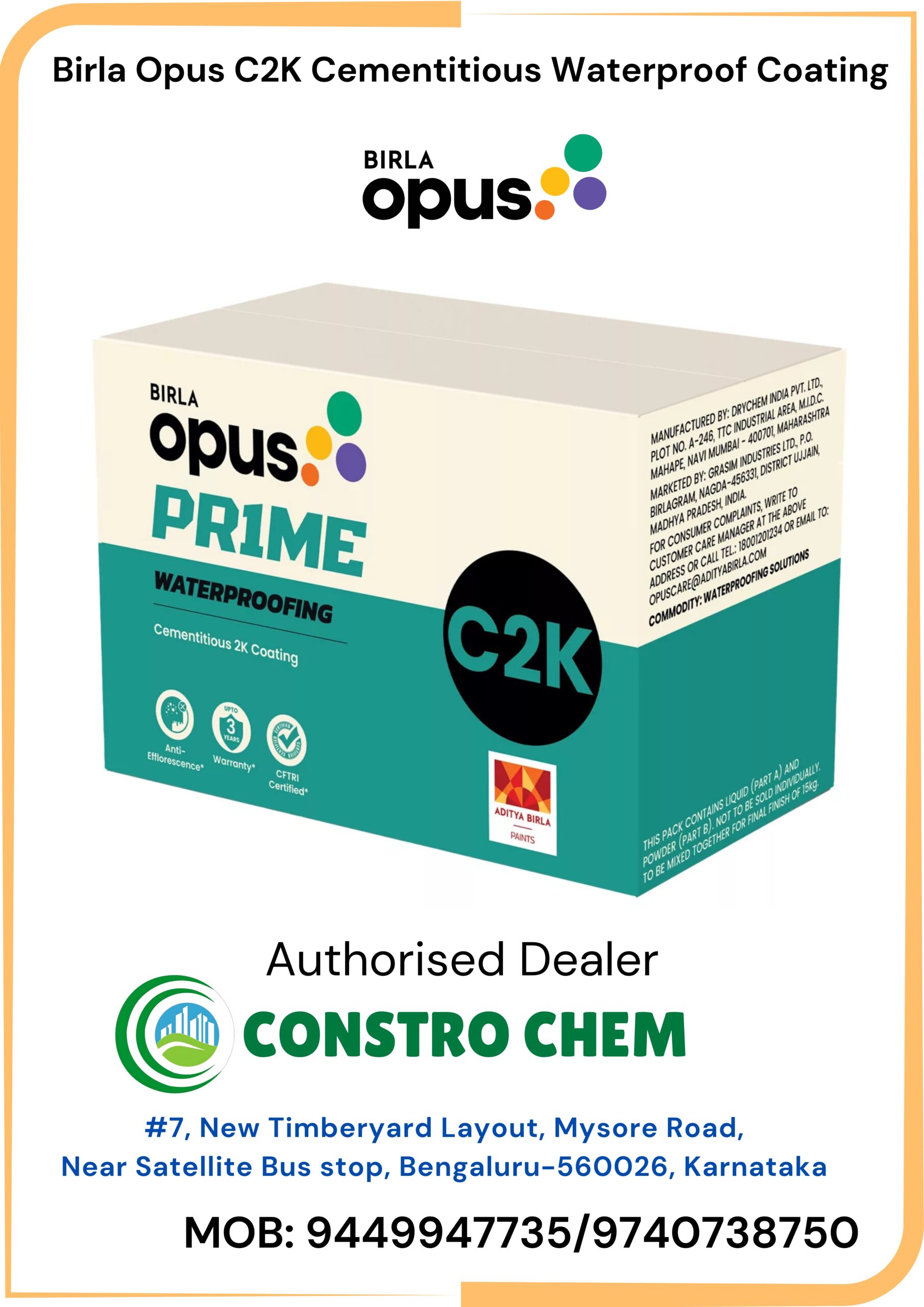 Birla Opus C2K Cementitious Waterproofing 15KG - Image 2